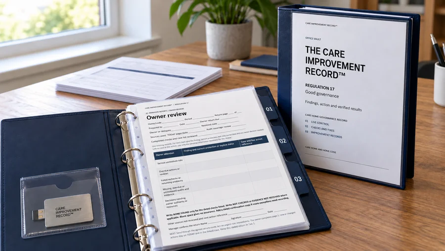 Navy Care Improvement Record Office Vault shown open and closed with its metal credit-card USB